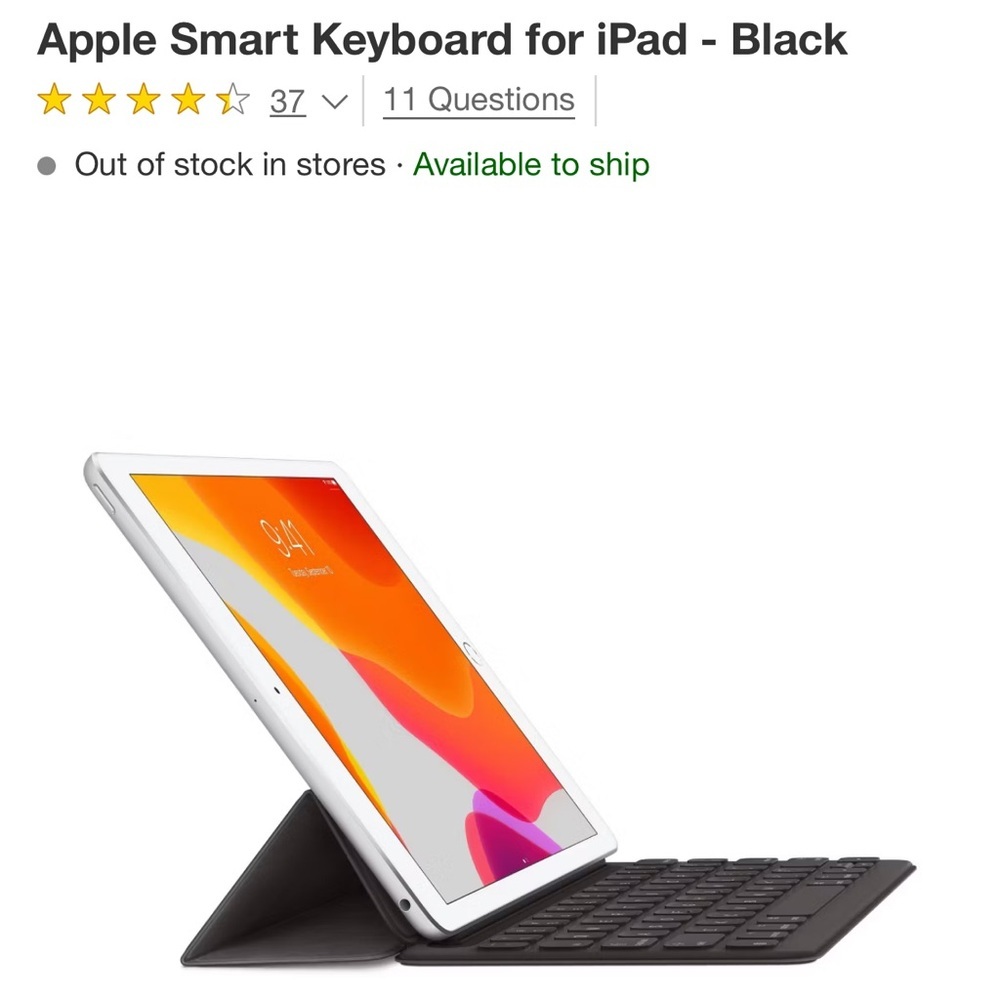 Apple Smart Keyboard for iPad 7th Gen/Air 3rd Gen/Pro 10.5 Black